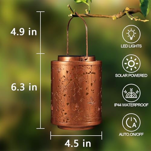 Image of Solar Lanterns Garden Decor Birthday Gifts for Women Mon Grandma Metal Hanging Solar Lights Waterproof Outdoor Decoration for Outside LED Lanterns for Yard Patio Lawn (Cat)
