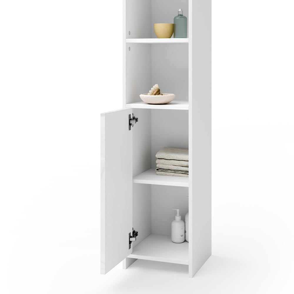 Vicco Mobile bagno alto Kiko, Bianco, 30 x 190 cm, per la conservazione di accessori da bagno e compatibile con Kiko