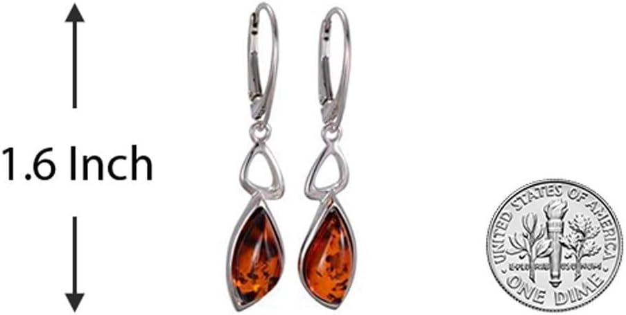 Amber Jewelry for Women - Sterling Silver and Baltic Honey Amber Dangling Earrings, Gemstone Dangle Earrings - Sterling Silver Jewelry Collection