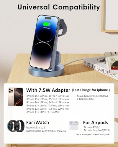 Redkjy CW350 3 In 1 Charging Station For Apple Device, Wireless Charger For Iphone 16 15 14 13 12 11 Pro Max & Apple Watch Iwatch- Charging Stand Dock thumb #2