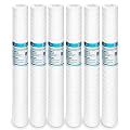 Membrane Solutions 10 Micron 2.5" OD x 20" Length String Wound Sediment Polypropylene Replacement Water Filter Cartridge - 6 Pack