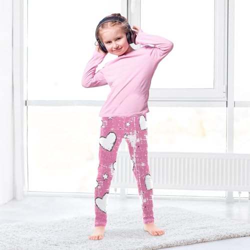 Sweet Love Pink Print Girls Leggings Ultra Soft Compression Yoga Gym Pants for Kids 4-10T4