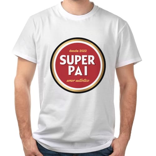 Wanapix | T-shirt personalizada do pai | 100% algodão | presente Dia do Pai | presente de aniversário para homem, vários tamanhos e desenhos, Super Pai, Médio