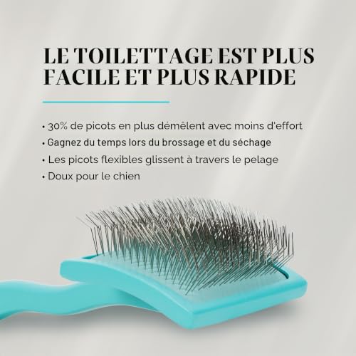 Chris Christensen Big G Brosse à démêler pour chiens (dorés, labradoodles, caniches), toilettez comme un professionnel, style démêlant en peluche, permet d'économiser du temps et de l'énergie, bleu – vue 3