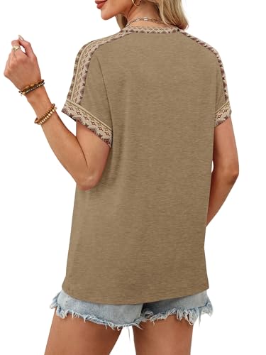 Image of WIHOLL Womens Tops Short Sleeve Shirts Summer Outfits 2026 Spring Dressy Casual Clothes Clothing