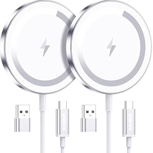 for Apple Mag-Safe Charger 2 Pack, Magnetic Wireless Charger for iPhone 16 15 14 13 12 Pro Max Plus mini, 15W Fast Charging Pad, for Airpods 4/3/2/Pro, Strong Magnet, Silver