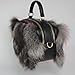 Luxury Genuine Nordic Fox Fur Small Square Handbag, Leather Purse with Detachable Crossbody Strap, Elegant and Fashion (Silver)