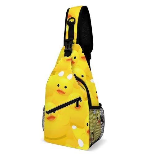 Cute Yellow Rubber Duck Sling Bag Crossbody Travel Hiking Chest Multipurpose Travel Daypack for Women Men
