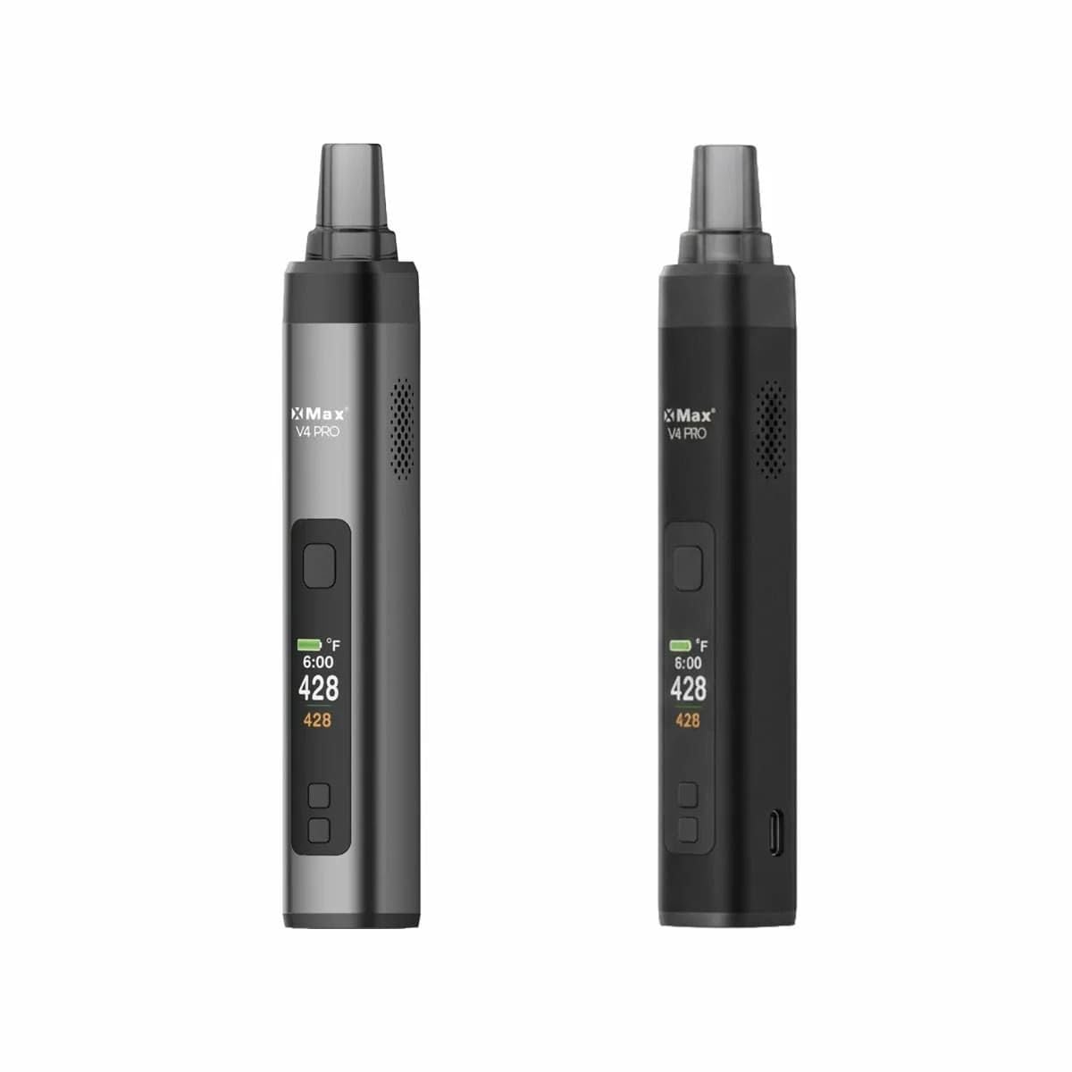 X-Max V4 Pro Silber Vaporizer – Tragbarer Konvektionsverdampfer mit 18650 Akku, OLED Display & USB-C – Temperatur 100–220 °C – Kräuter Vaporizer