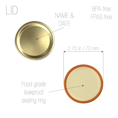 Tecnocap Anchor Hocking Regular Mouth Canning Lids - 160 PCS 70mm Lids for Regular Mouth Home Canning Jars. Premium Lids with Airtight Seal and Leak proof - Made in the USA (Band not included) by Tecnocap - Image 2