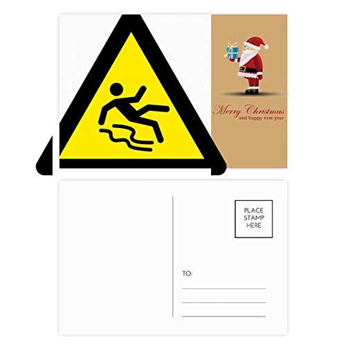 Cartes postales motif Père Noël jaune et noir avec symbole d'avertissement