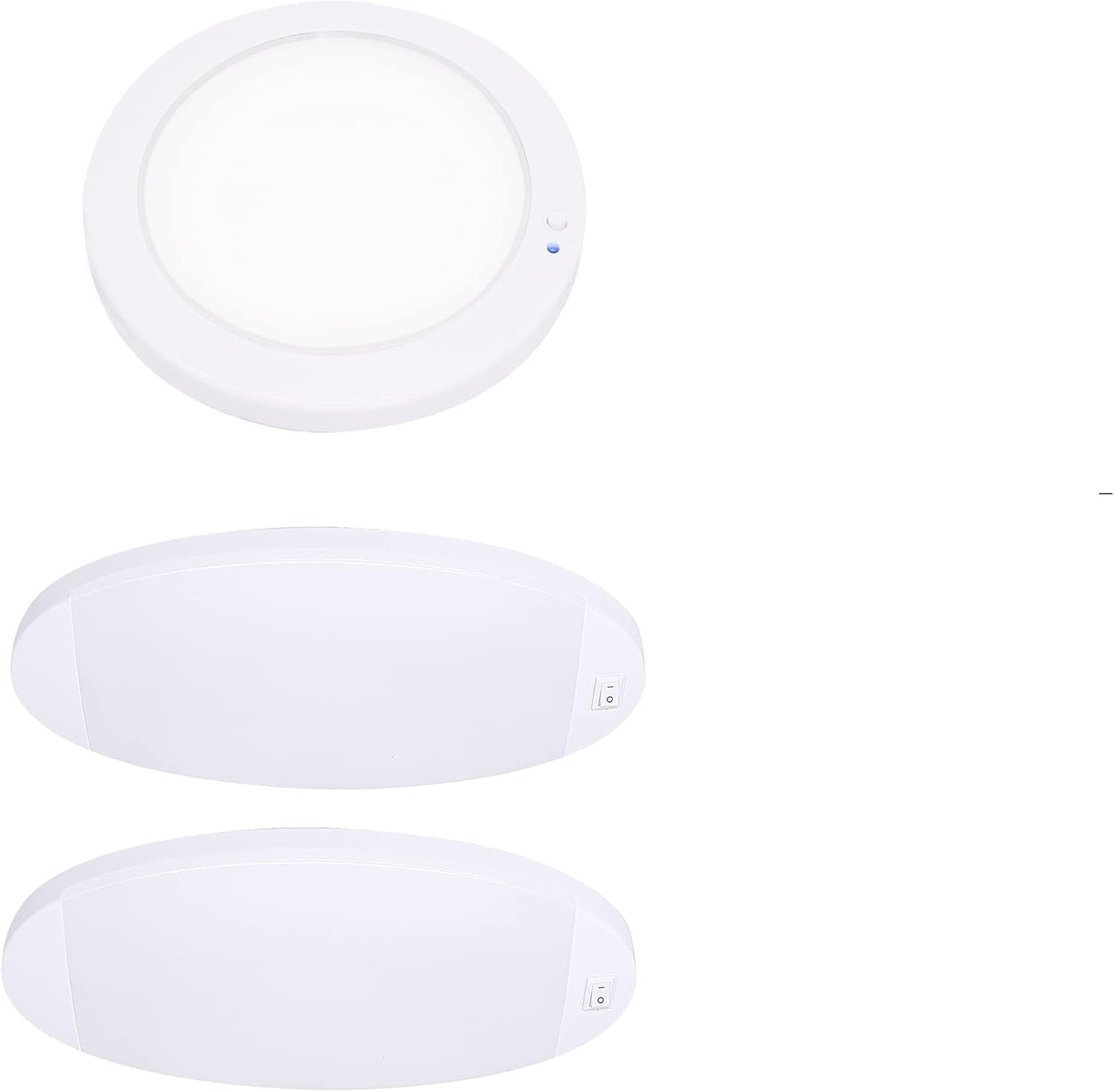 Facon 12V DC Interior Light with On&Off Switch, 1Pc 5Inch LED RV Panel Light Surface Mount, 2Pcs Larger Oval Pancake Light