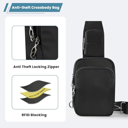 Image of Sling Bag, Crossbody Bag with Zipper Lock, RFID & Water Resistant for Women and Men Small Chest Bag for Travel Casual