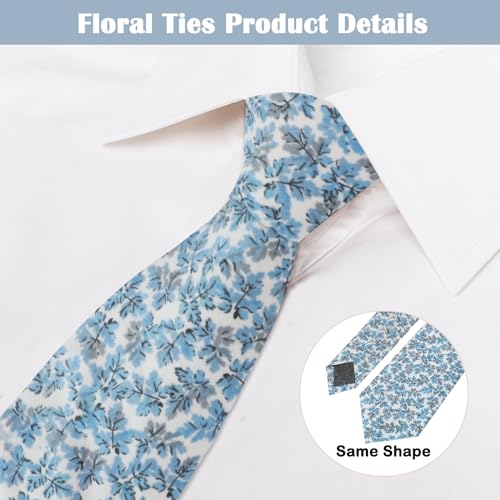 Image of Mantieqingway Men Skinny Tie Cotton Floral Necktie for Wedding Groomsmen Tie