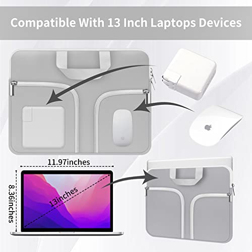 Hestech Chromebook Case,11.6-12.3 Laptop Sleeve Neoprene Computer Handbag Protective Cover For Acer R11/Spin 311/Hp Stream/Samsung/Surface X/7/6/5/4/3/Go 12.4"/13 Inch Macbook Air/Pro M1,Light Grey #TOP2