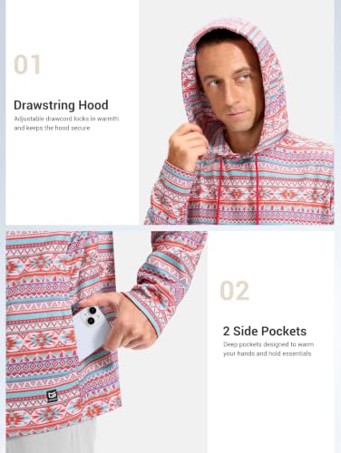 Men's Golf Hoodies Fleece Athletic Hooded Sweatshirt White Red Stripes,XL - image 5