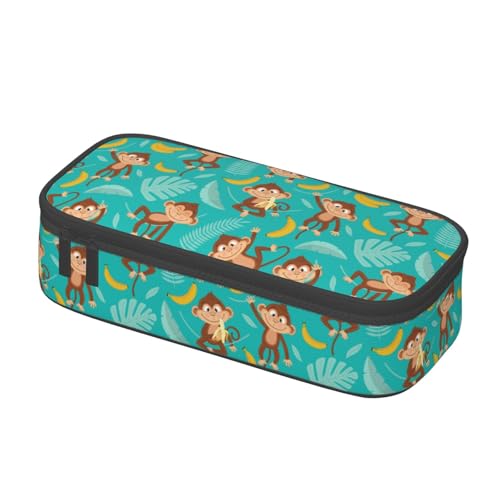 Image of Monkey Leaves Banana Pencil Case Organizer Big Capacity Pencil Pouch Stationery With Zipper School Supplies Pencil Bag For Girls Boys Office, j56tsd