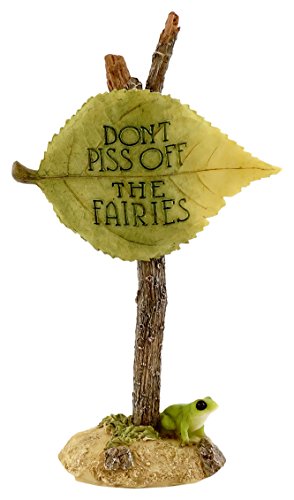 Top Collection Miniature Fairy Garden And Terrarium Don't Piss Off The Fairies Sign Figurine #TOP23