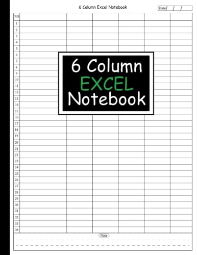 6 Column Excel Notebook: Ledger Books For Bookkeeping, Financial Workbook to Record any list and Information, Simple Accounting Ledger Book For Small Business