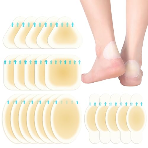 21 Piezas Apósitos para Ampollas, Apósitos Invisibles de Gel Hidrocoloide, Almohadillas para Ampollas en Pies, Talones y Dedos, Vendas Impermeables (Paquete Variado)