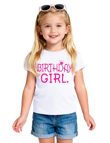 Image of Birthday Girl Shirt Toddler Baby Girls Birthday Outfit Cotton T-Shirt Size 2-10 Years
