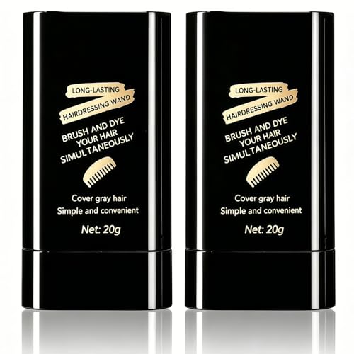 2-in-1 Hair Dye Comb Stick | Instant Dyeing, Grey Hair Concealer, Waterproof Sweatproof, Fast Root Retouching, Safe & Easy to Use 2-Pack (Black)