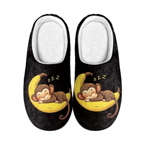 Jeiento Warm Fashion Slippers for Women Fuzzy House Shoes Lightweight Bedroom Slipper Anti-Skid Rubber Sole Closed Back Slipper