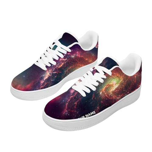 Personalized Custom Space Low-Top Sneakers, Cute Galaxy Print Popular Casual Everyday Walking Shoes Comfortable Fashion Sneakers Womens, Sneakers to Wear with Dresses4