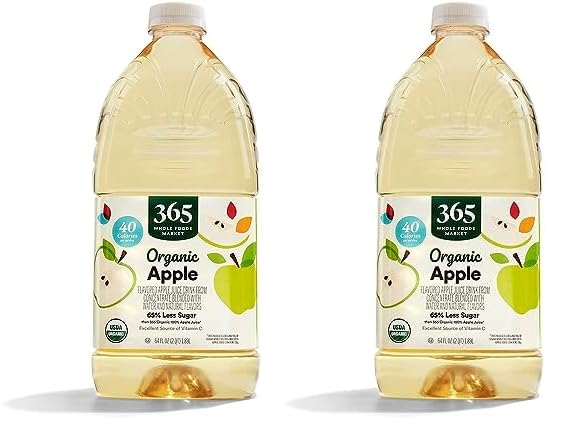 365 by Whole Foods Market, Juice Reduced Sugar Apple Organic, 64 Fl Oz (Pack of 2)USDA Organic
