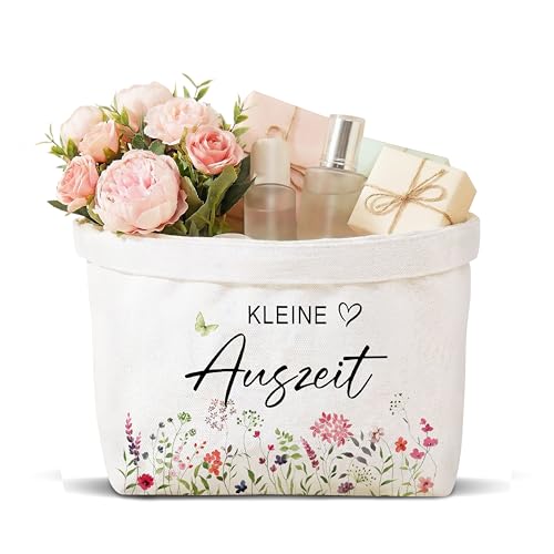 Dercylele Kleine Auszeit Geschenkkorb-Wellness Geschenke für Frauen Kleine Geschenke für Frauen Geschenkkorb aus Baumwolle und Leinen
