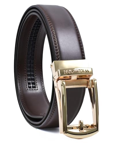 Image of WildHorn Men's Leather Belt Gift Set | Genuine Leather belt Strap with 2 Interchangeable Buckles | Formal & Casual Wear Adjustable Belt | Automatic lock leather belt for men