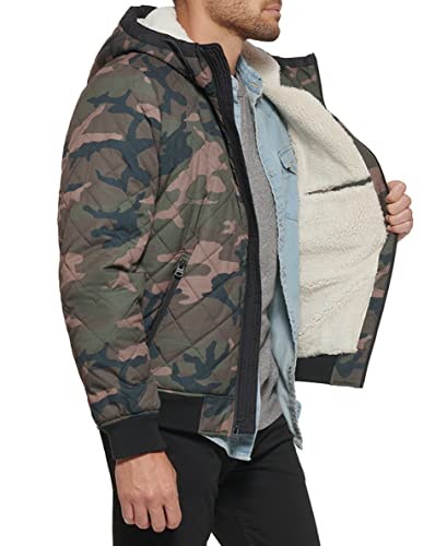 Image of Levi's Men's Diamond Quilted Sherpa Lined Bomber Jacket, Camouflage, Medium