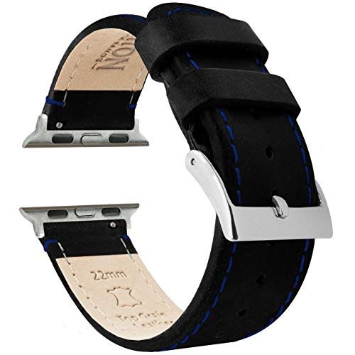 Image of BARTON WATCH BANDS - Top Grain Leather Watch Bands Compatible with Apple Watch Models - 1, 2, 3, 4, 5, 6, 7, 8, 9, 10, SE, Ultra & Ultra 2