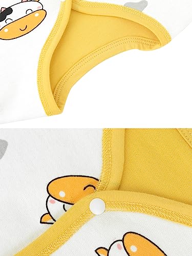 ANIMQUE Baby Kleinkind Kinder Doppelseitig Westen Frühling Herbst Baumwoll Dünn Ärmellose Jacke Kinderweste mit Druckknopf mit Cartoon Muster, Milchvieh Gelb 90