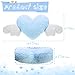 Macarrie 2 Pcs Plush Heart Shaped Pillow with Angel Wings Car Headrest Soft Comfortable Car Seat Pillow for Driving Travelling Room Office Car Decor, 19.7 x 8.3 Inch(Light Blue)