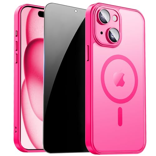 Image of for iPhone 15 Case with Privacy Screen Protector, Hot Pink