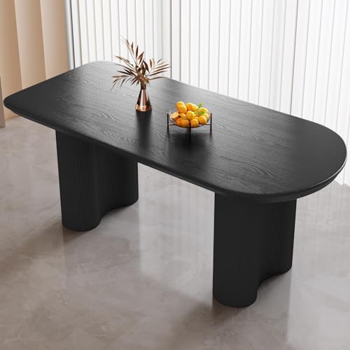 GraceNook ダイニングテーブル 4人掛け ダイニングテーブル160cm シンプルキッチン 朝食 食卓6人用 おしゃれ dining table キッチンテーブルブラックセンターテーブル単品 黒160*80*75cm