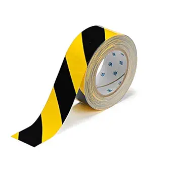 Brady ToughStripe Nonabrasive Diagonal Stripes Floor Marking Tape, 100' Length, 2 Width, Black on Yellow (Pack of 1 Roll)