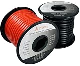 ZIGPEO 10 AWG Silicone Wire 50FT, Extra Flexible 10 Gauge Stranded Copper Wire, High Temp 392℉ 600V - RC, Automotive, Battery | Tinned Copper Conductor - 25FT Red & 25FT Black Spools