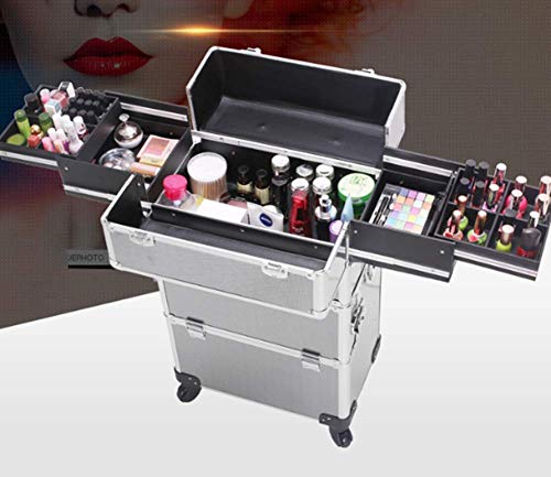 BYCDD Trolley Kosmetikkoffer Schminkkoffer, Schminkaufbewahrung Multikoffer Etagenkoffer Taschen Schönheit Make-up… – Bild 4