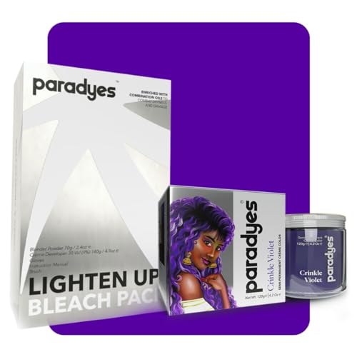 Image of Paradyes Semi-permanent Crinkle Violet DIY Conditioner Based Hair Colour 120 gm and Lighten Up! Bleach Pack 30 Vol. for all Hair Types