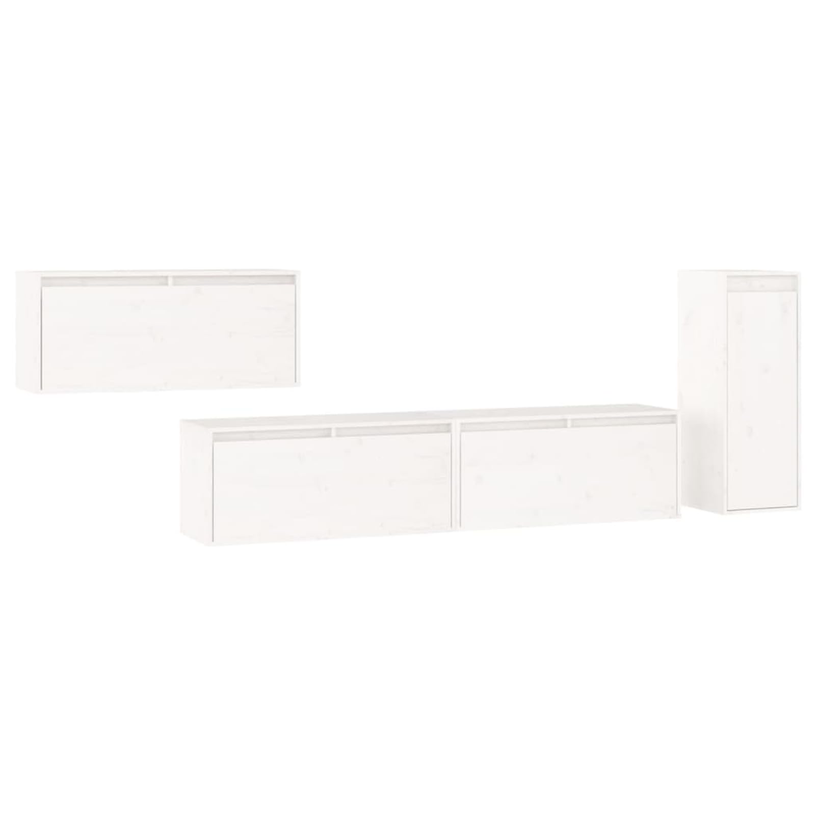 Juego de Soporte para TV de Madera de Pino - Muebles de Sala de Estar Blancos de 4 Piezas, Elegante Centro de Entretenimiento, Unidad de Pared para Sala de Estar, Muebles de TV contemporáneos -