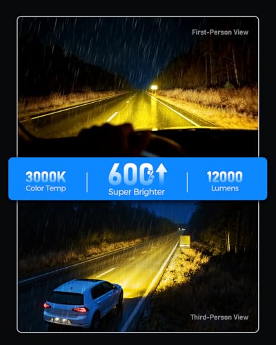 Image of Marsauto H11 /H16 /H8 LED Fog Light Bulbs, Amber Yellow 3500K, 12,000 Lumens Super Bright H11 LED Bulb Yellow, Mini 1:1 Size Fog Lights, Easy Plug and Play, Side Marker Cornering Combos