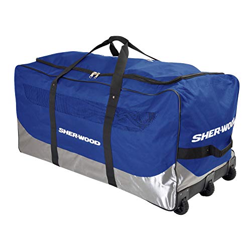 Sherwood Goal GS650 I Sac de Gardien de But de Hockey sur Glace avec 3 roulettes I 111 x 56 x 55 cm Mixte-Adulte, Bleu