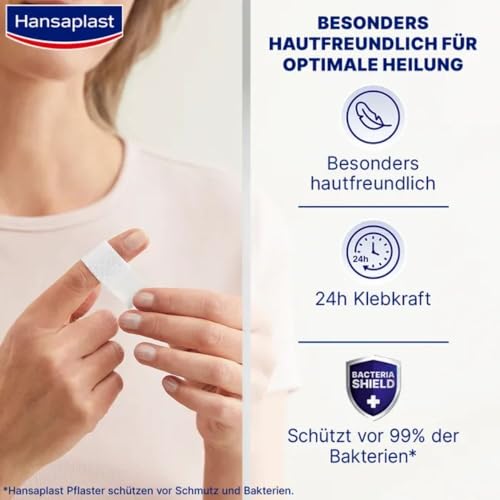 Hansaplast Sensitive Pflaster (1 m x 6 cm), zuschneidbare und hautfreundliche Wundpflaster mit Bacteria Shield & sicherer Klebkraft, schmerzlos zu entfernende Pflaster