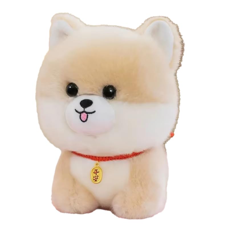 ZBELLO Kawaii Teddy Pets Lifelike Fluffy Puppy Soft Doll Cute Small Chow Pomeranian Corgi Yorkie Plush Toys with Charm Birthday Gift For Girl (Pomeranian)