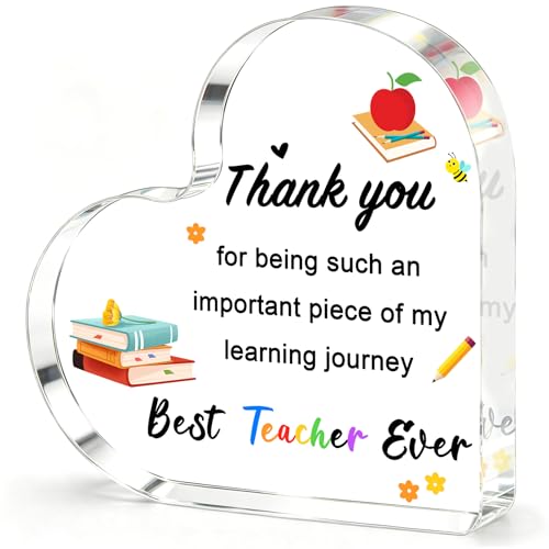 iLifemate Teacher Appreciation Gifts, End Of Year Teacher Gift - Acrylic Heart Plaque 4×4 in, End...
