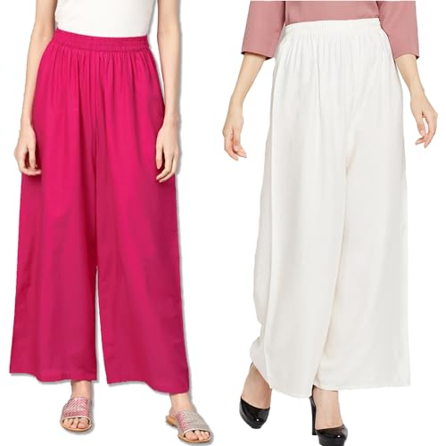 Image of Go Gazab - Stylish Combo Women's Palazzo Pants: Trendy Rayon Casual Wear for Fashion-Forward Ladies
