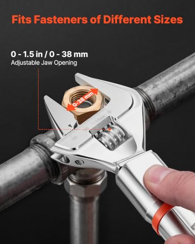 Image of VEVOR Torque Wrench 0-1.5 in Adjustable Jaw Opening Digital Torque Wrench, Open-End Jaw, 4 Display Units, ±2% Accuracy, LCD Screen, with Buzzer and LED Indicator, for Pipe and Automotive Repair