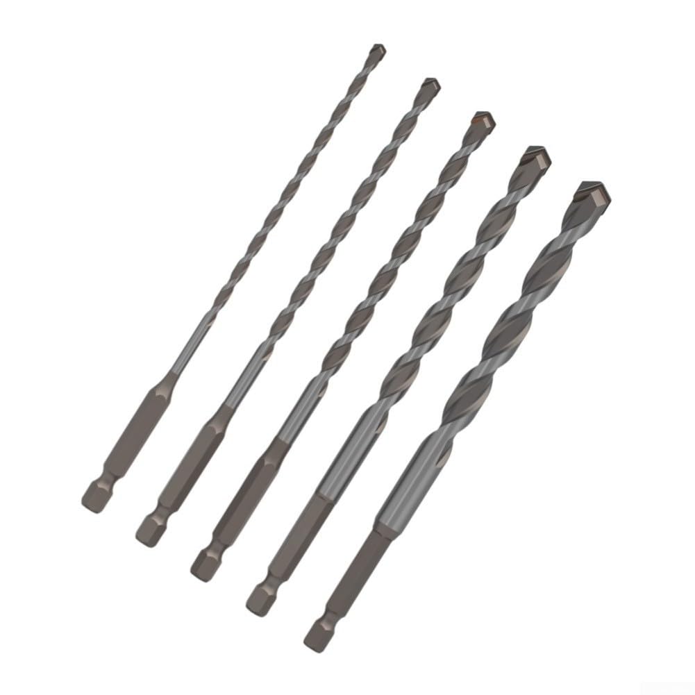 5pcs Brocas Carburo Triangulares Punta Industrial para Hormigón Vidrio para madera para vástago Hexagonal 6.35mm Set Multifunción
